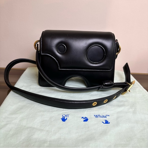Womens Off-White Burrow 22 Cutout Leather Crossbody Bag Guaranteed Authentic - Picture 4 of 10
